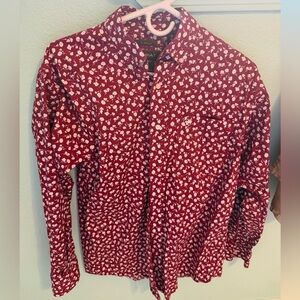 Ariat Men's Burgundy and White Casual Shirt